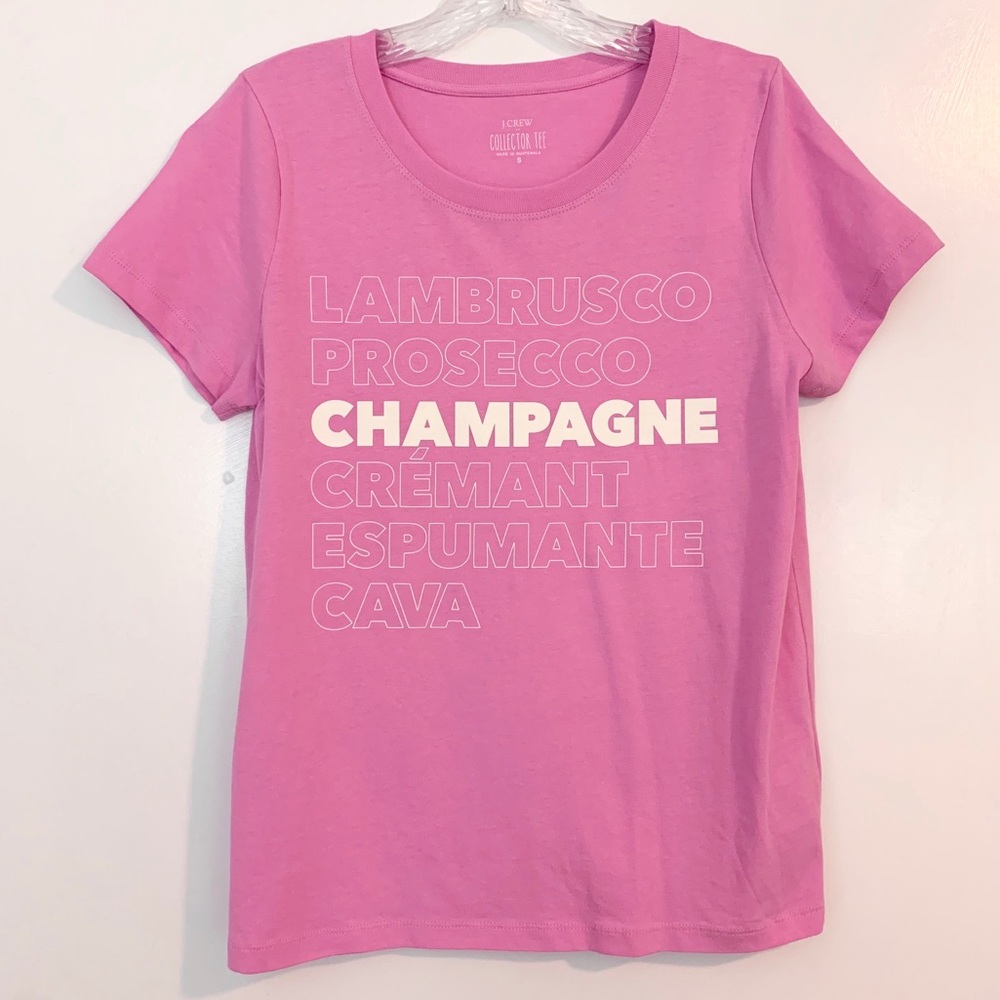 NWT! JCREW Pink Bubbly Champagne Tee- Size…